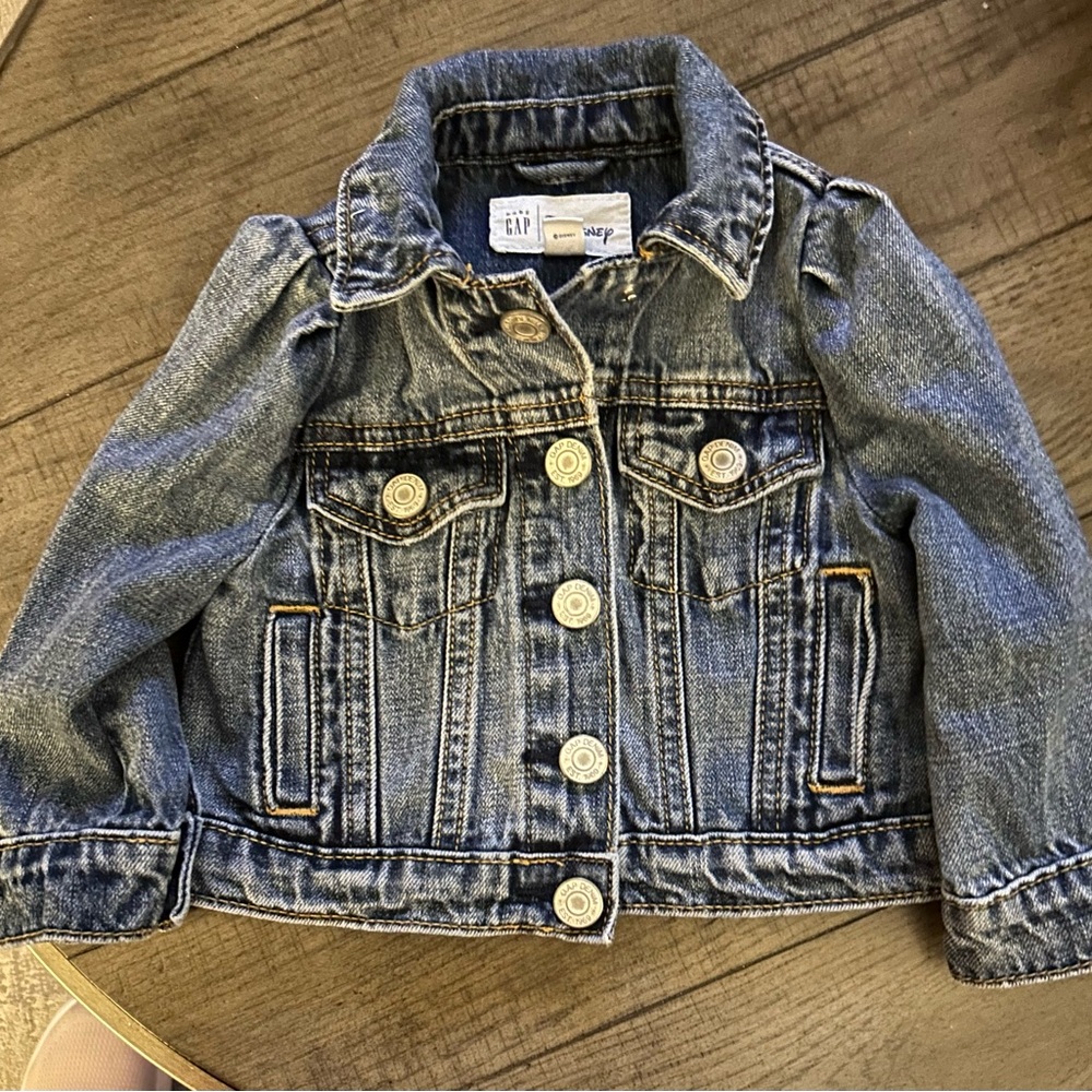 Disney GAP Kids Distressed Blue Denim Jacket Size 12-18 Months